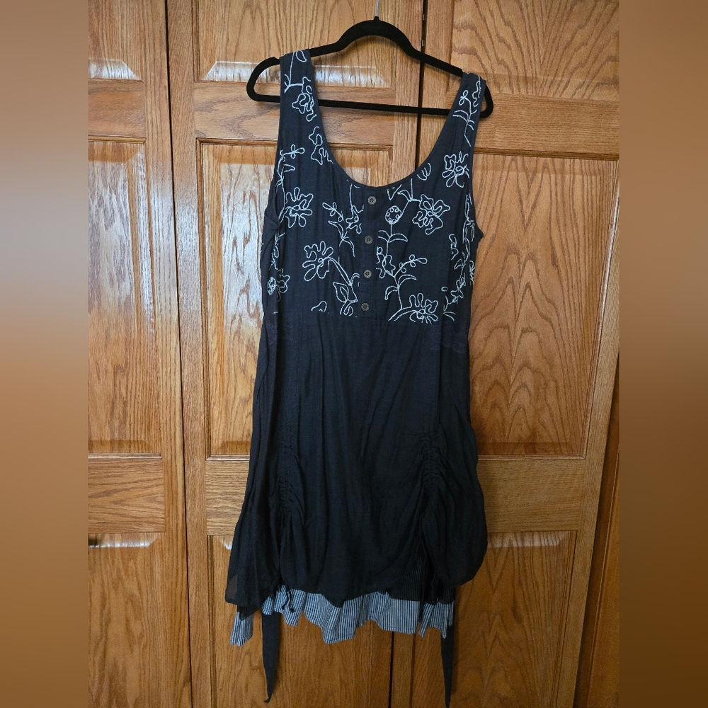 Black Floral Plus Sleeveless Dress